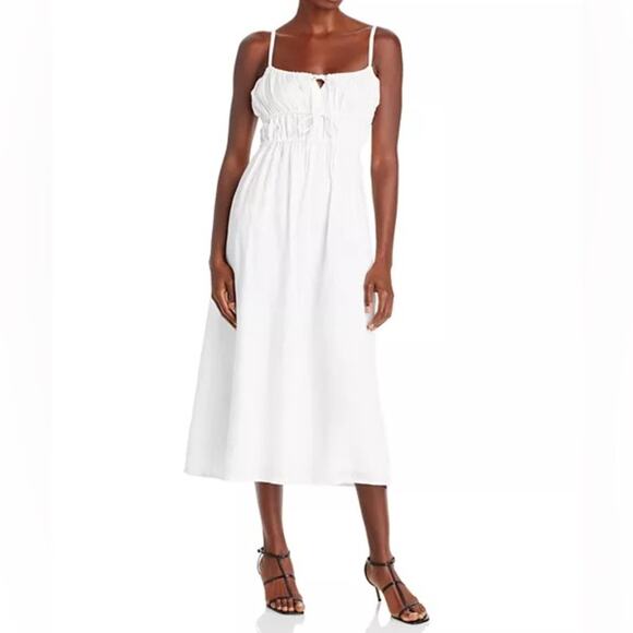 Faithfull the Brand Francesca Midi Dress Plain White Women’s Sz XS - Picture 1 of 8